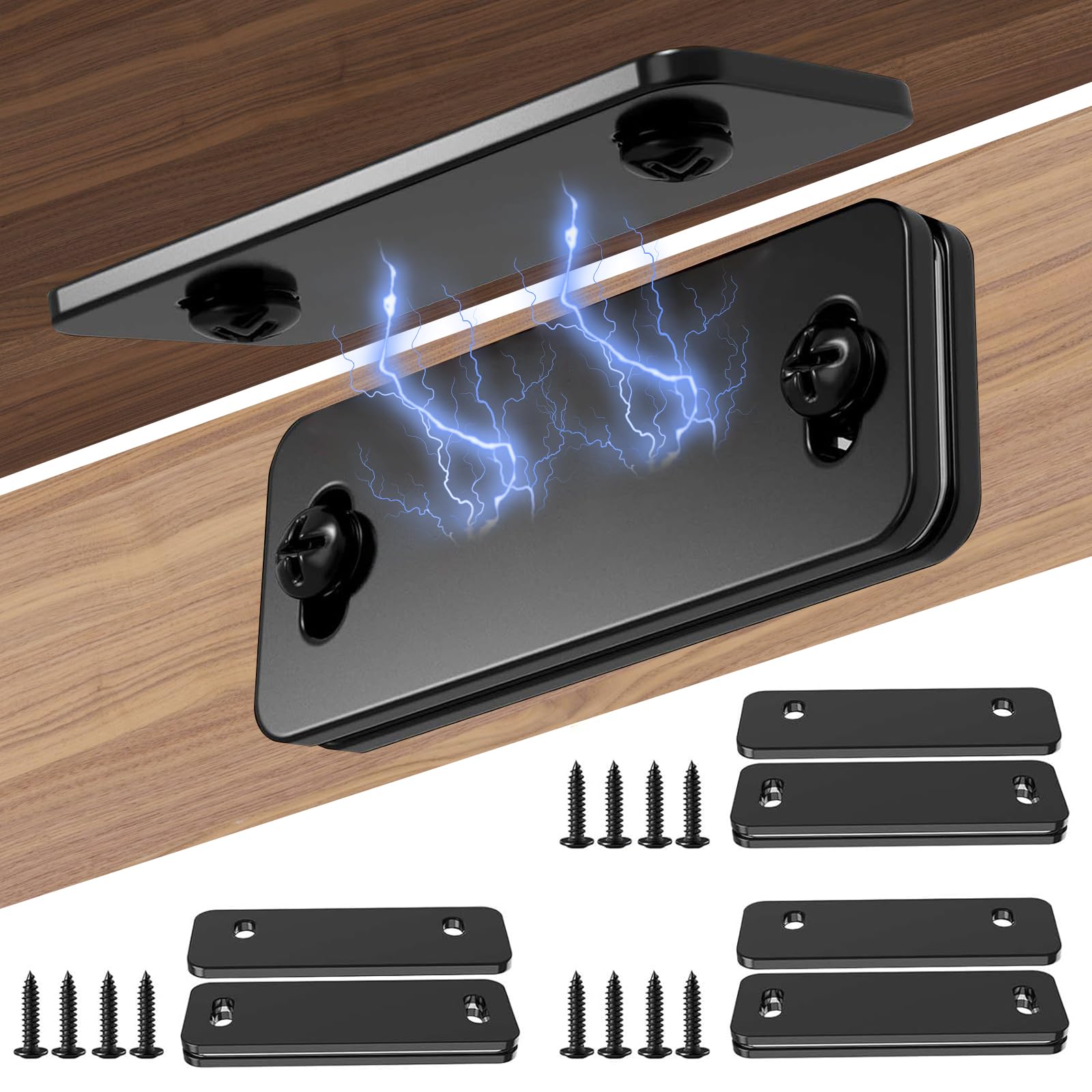 Dolenor Ultra Thin Cabinet Door Magnets Catch,Magnetic Door Catch,Cabinet Latch Magnetic Closures for Kitchen Closet and Cupboard Wardrobe (4, Black)
