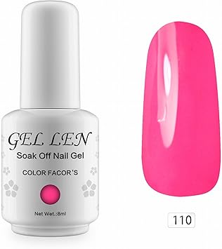 Vernis Gel Semi Permanent Uv Led Gellen Vernis à Ongles Nail Gel Soak Off Manucure 8ml 110 Rose Fluo