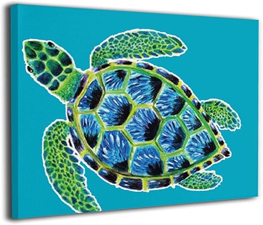 Amazon Co Jp カメ 亀 ウミガメ 壁掛け絵画 モダンインテリア アートパネル 横50 縦40cm ホーム キッチン