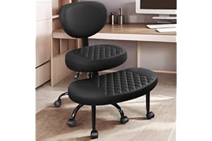 AtHope Ergonomic Cross Legged Office Chair with Wheels - Adjustable Height for Meditation, ADHD Desk & Yoga - Wide Criss Cross Design with Lumbar Support, Kneeling Chair - Black