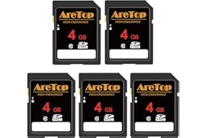 AreTop SD Card 4GB, 5 Pack UHS-I Class 10 SDHC Memory Card, 5 Pack 4GB Full HD Video Secure Digital Cards for Cameras, DSLR, 