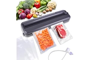QUECEUY Vacuum Sealer Machine, including bag and built-in cutter, food storage automatic air sealing system air sealing machine, dry and wet sealing modes, suitable for all energy-saving needs
