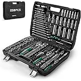 Jogo de Chave Catraca 216 Peças, Kit Soquete, Conjunto Maleta de Ferramentas Manuais Completo, Catraca 72 Dentes, para Reparo