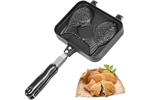 UKQRRTC Taiyaki Fish Shaped Waffle Maker, Waffle Pancake Maker, Double Sided Baking Pan Design, Heat Resistant Handles, Conve