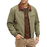 HOTake Men's Bomber Jacket Cotton Lightweight Casual Jacket with Corduroy Collar