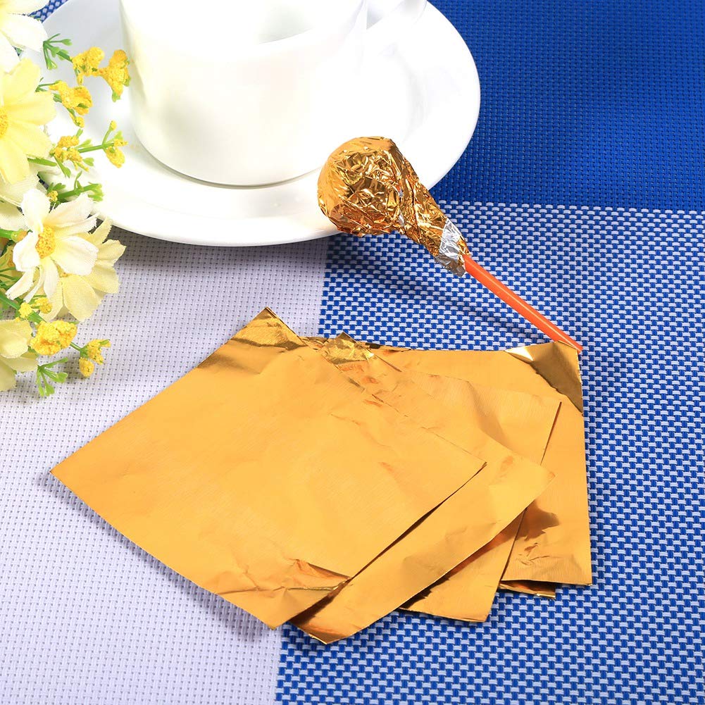 Candy Making Foil Wrappers, Foil Wrappers, Durable for Confections Chocolate Sweets Dessert(Golden)