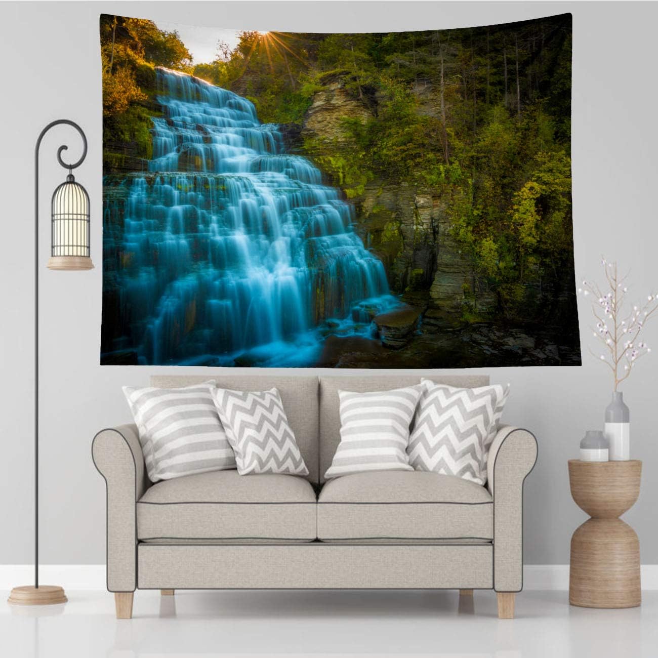 Vikes Nature Tapestry,Tranquility of Upstate New York,Tapestry Wall Hanging Art for Living Room Bedroom Home Decor,60x50 in