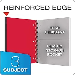 Oxford Spiral Notebook 3 Pack, 3 Subject, College