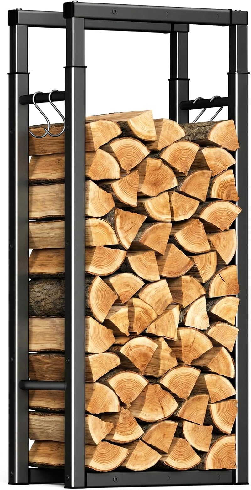VOUNOT Log Store Firewood Storage Rack, 9 Adjustable Sizes, Heavy Duty