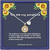 MONOZO Initial Sunflower Necklace for Women Trendy, 14k Gold Plated Sunflower Necklace Pendant CZ Heart Letter Initial Necklace You are My Sunshine Gifts Sunflower Jewelry for Women