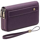 GAEKEAO Wallet for Women Clutch RFID Blocking Wristlet Leather Purse Large Capacity Credit Card Holder with Grip Hand Strap