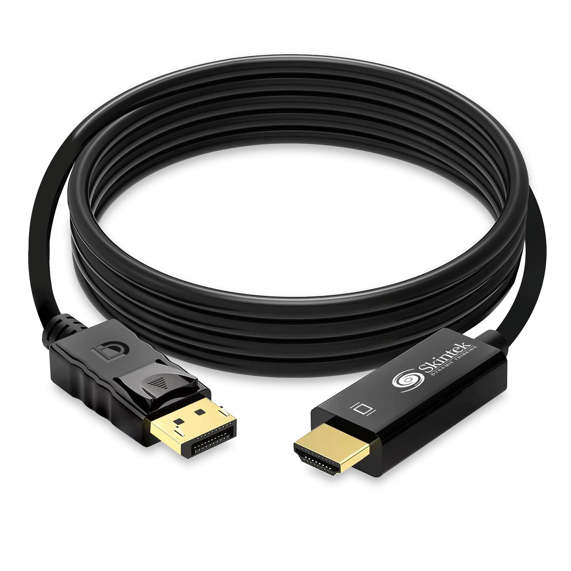 Skintek SK-04-DPH18 Display Port (DP) to HDMI Adapter Cable, 4K 1080p 60Hz Male-Female Connect PC/Notebook/MAC with Output Display Port to Monitor, Projector with HDMI Input. Cable 1.8m