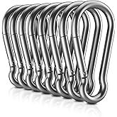 8 PCS Heavy Duty Carabiner Clips, 【NO Rust】 1360lbs 304 Stainless Steel Carabiners, 2.36 inch D-Ring Snap Hook Keychain Spring Clips for Gym, Pet leashes, Camping, Car, Farm