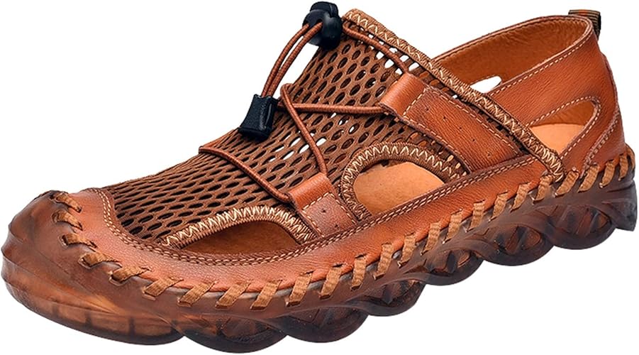 Amazon Wewin スポーツサンダル メンズ 本革 手作り つま先保護 水陸両用 大きいサイズ コンフォートサンダル 痛くないサンダル ビーチ アウトドア おしゃれ 歩きやすい 通気 快適 吸汗 速乾 厚底 防滑 耐久性 スポーツサンダル