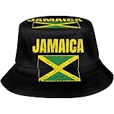 Jamaica Flag Bucket Hat for Men Women,Packable Outdoor Jamaica Jamaican Sun Hat Beach Fisherman Cap for Travel Hiking