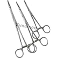 Cynamed-Set of 3 Pean HEMOSTAT Forceps Curved 6" 8" 10" Hemostat Forceps Tongs Full Serrated Stainless Steel