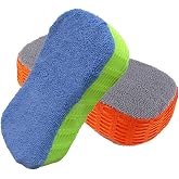 2 Pack Extra Thick Large Car Wash Sponge, Cleaning Sponge Multi-Purpose for Car, Household Cleaning, Bathroom, Kitchen, Bike, Boat (Green &amp; Orange)