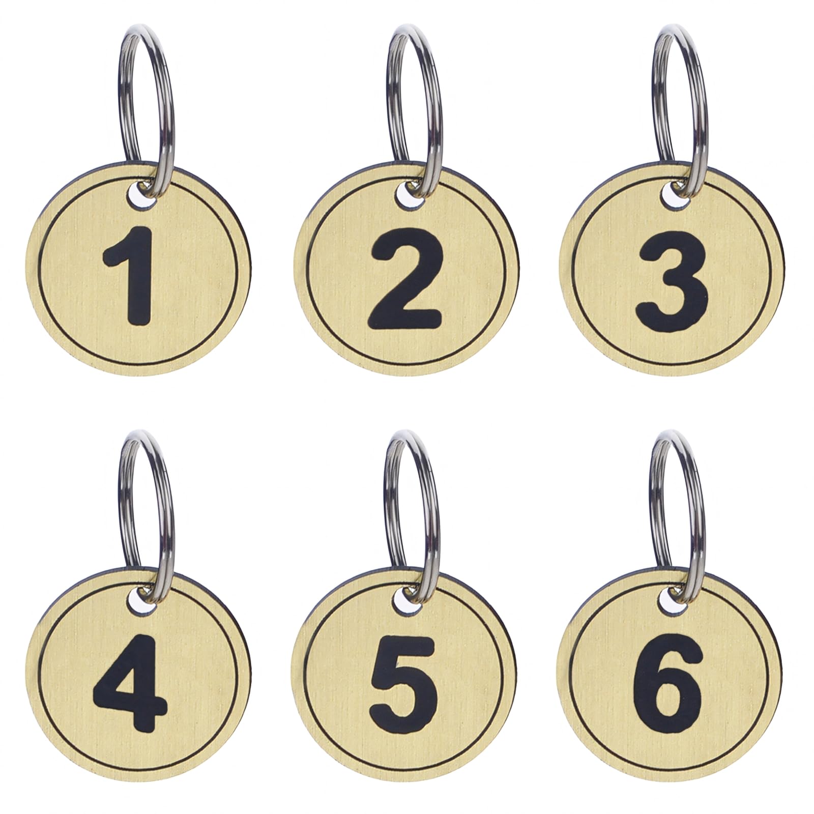 Aspire 1-50 Plastic Numbered Key Fobs Gold Round Numbered Key Tags ID Number Tags with Key Ring — image 1