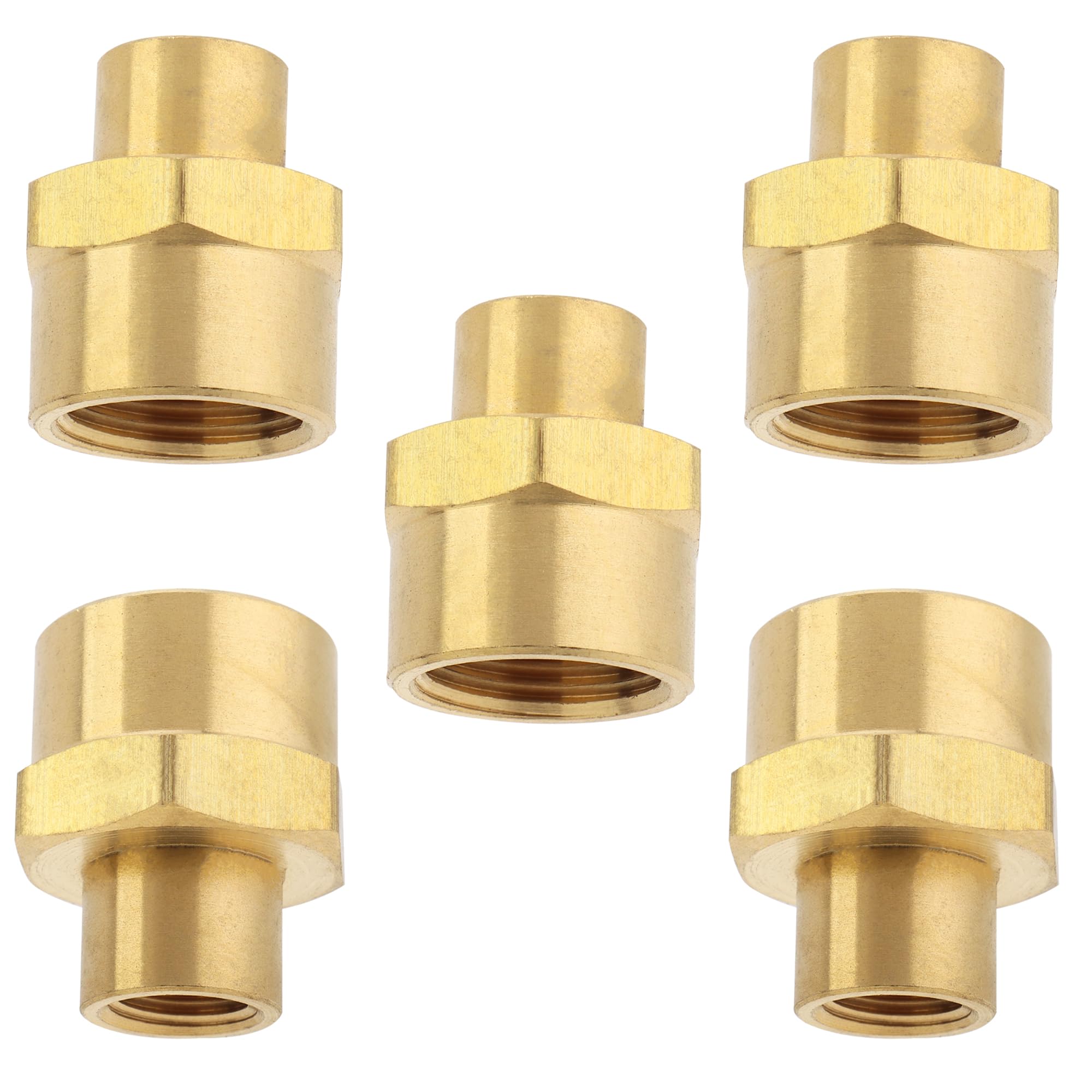 LTWFITTING Brass BSP Pipe Fitting 3/8-Inch x 1/8-Inch Female BSPP Reducing Coupling Water Boat (Pack of 5)