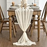 Artoid Mode Boho Beige Gauze Table Runner 300 cm 6 Pack Cheesecloth view 3