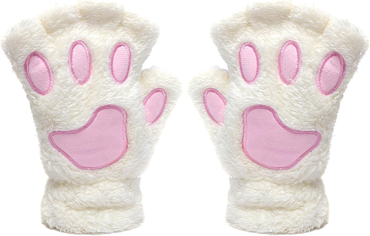 Odema Womens Bear Plush Cat Paw Claw Glove Soft Winter Fingerless Mitten Gloves at  Women’s Clothing store