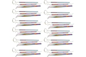 Laja Imports 45 Instruments Basic Dental Set Mirror Explorer College Plier Economy Grade New Multi Color for Educational Use