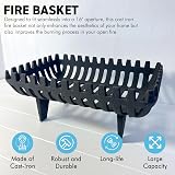 Thorness Freestanding Cast Iron Fire Basket for 16 inch Aperture Log Grate Wood view 2