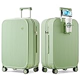 mixi Checked Luggage with Cup Phone Holder Hard
