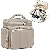 LEDAOU Travel Toiletry Bag for Women, Quilted Cosmetic Makeup Bag Organizer with Double Deck, Large Wide-open Travel Bag for Toiletries, Essentials
