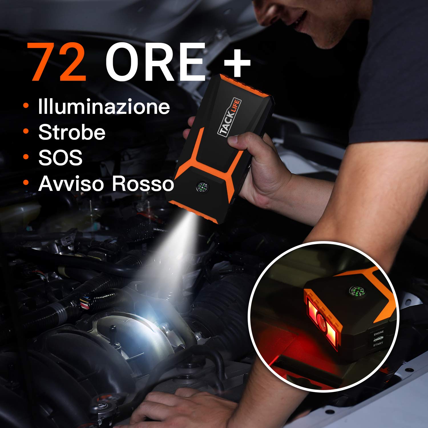 TACKLIFE T8 Arrancador de emergencia – 18000 mAh, 800 A arrancador ...