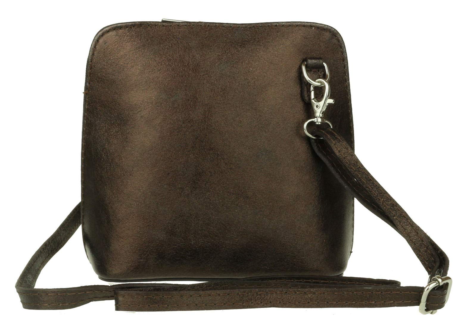 Girly Handbags Womens Metallic Genuine Leather Cross Body Shoulder Bag (Bronze)
