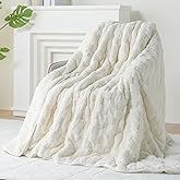 Kivik 15 lbs Weighted Blanket for Adults, Buttery Soft Checkered Heavy Blankets Throw for Bed Sleeping & Calming, Dual Sided Fluffy Fleece Washable, Warm Comfort, Queen Size 60 x 80 inches, Beige