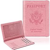 Passport Holder for Travel, RFID Blocking Passport Cover with Pen Holder Leather Passport Wallet Case Travel Must Haves Acces