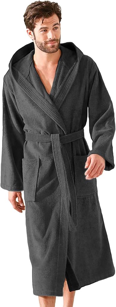 Peignoir De Bain Homme IQYU - Sans Capuche, éponge Coton Polaire, Long, Confort Maison