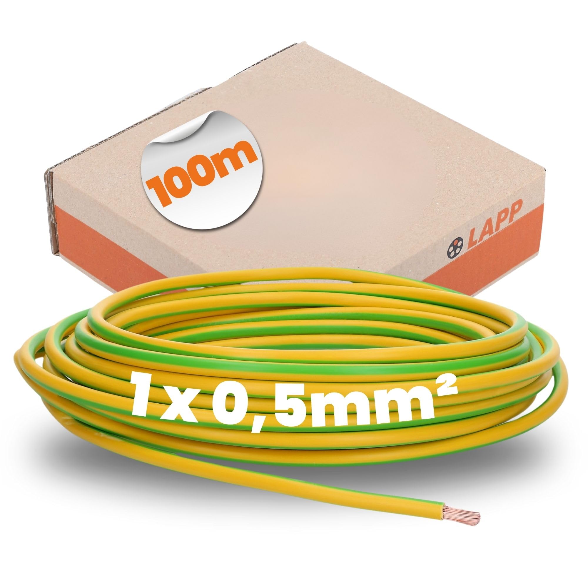 Lapp Cable PVC Cable H05V-K 1 x 0.5 mm² 100 m Green/Yellow for Flexible Wiring Single Strand