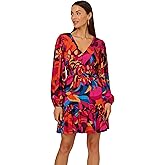 Adrianna Papell Womens Printed Short Flounce Dress