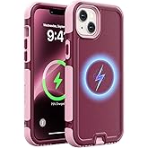 Follaroma for iPhone 14 Plus Case, Compatible with MagSafe, Heavy Duty Shockproof Protective Phone Case, Anti-Drop Protection, Dual Layer Magnetic Phone Cover for iPhone 14 Plus, 6.7", Purple Pink