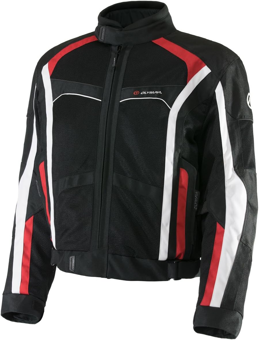 Olympia Mens Hudson On-Road Motorcycle Leather Jacket - Red Large