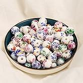 HERZWILD 100pcs Colorful Ceramic Beads Set - 10mm Flower, Porcelain, DIY Schmuck Arts Crafts Necklace & Bangle