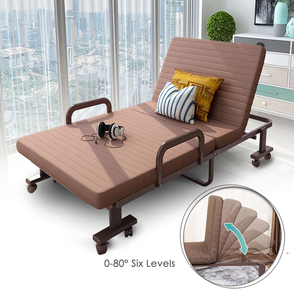 Folding Bed with Mattress, Rollaway Guest Bed for Adults and Kids-31.5’’ x 75’’ x 15’’ with Dust-Proof Cover