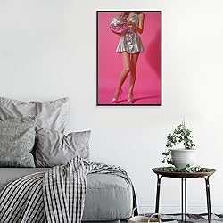 Trendy Disco Ball Canvas Wall Art Funky Pink Preppy