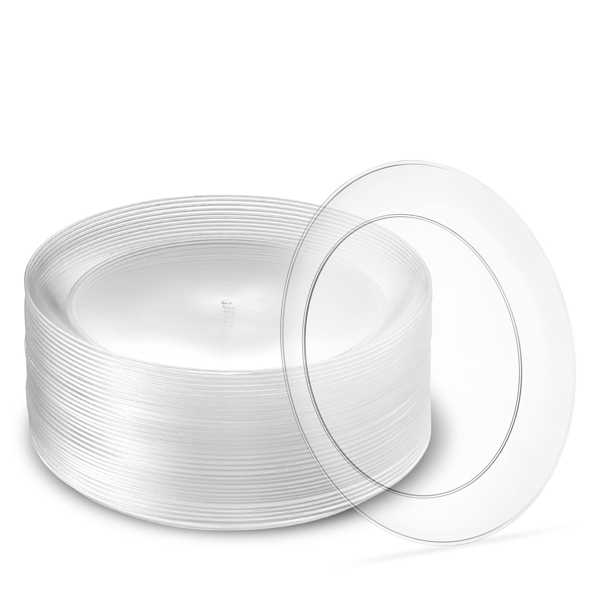Photo 1 of [7'' 40 Pack] 7'' inch Premium Heavy Weight Crystal Clear Classy Disposable hard Plastic Salad plates