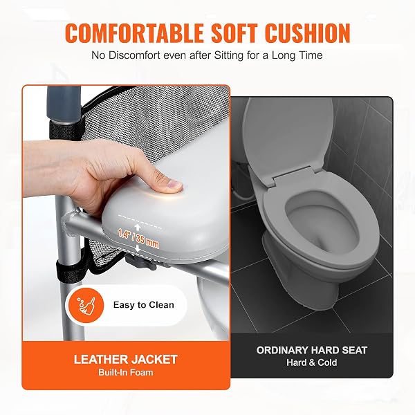 VEVOR RAISED TOILET SEAT, 7-POSITION HEIGHT ADJUSTMENT 19.3″ – 25.2″, 350LBS WEIGHT CAPACITY, WITH COMFORT PADDED ALUMINUM FRAME, UNIVERSAL TOILET SEAT RISER, FOR ELDERLY, HANDICAP, PREGNANT, MEDICAL