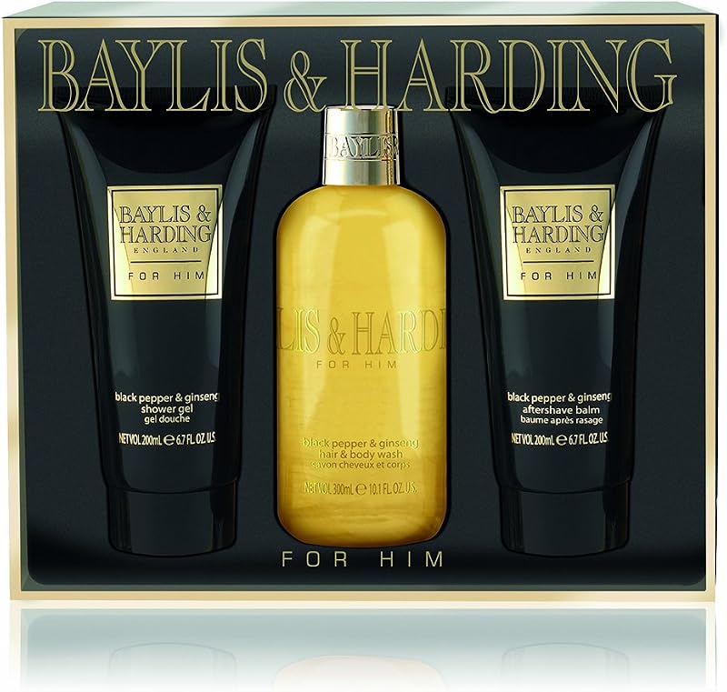 Baylis & Harding Black Pepper & Ginseng 3 Piece Men's Gift Set - Hair Body Wash