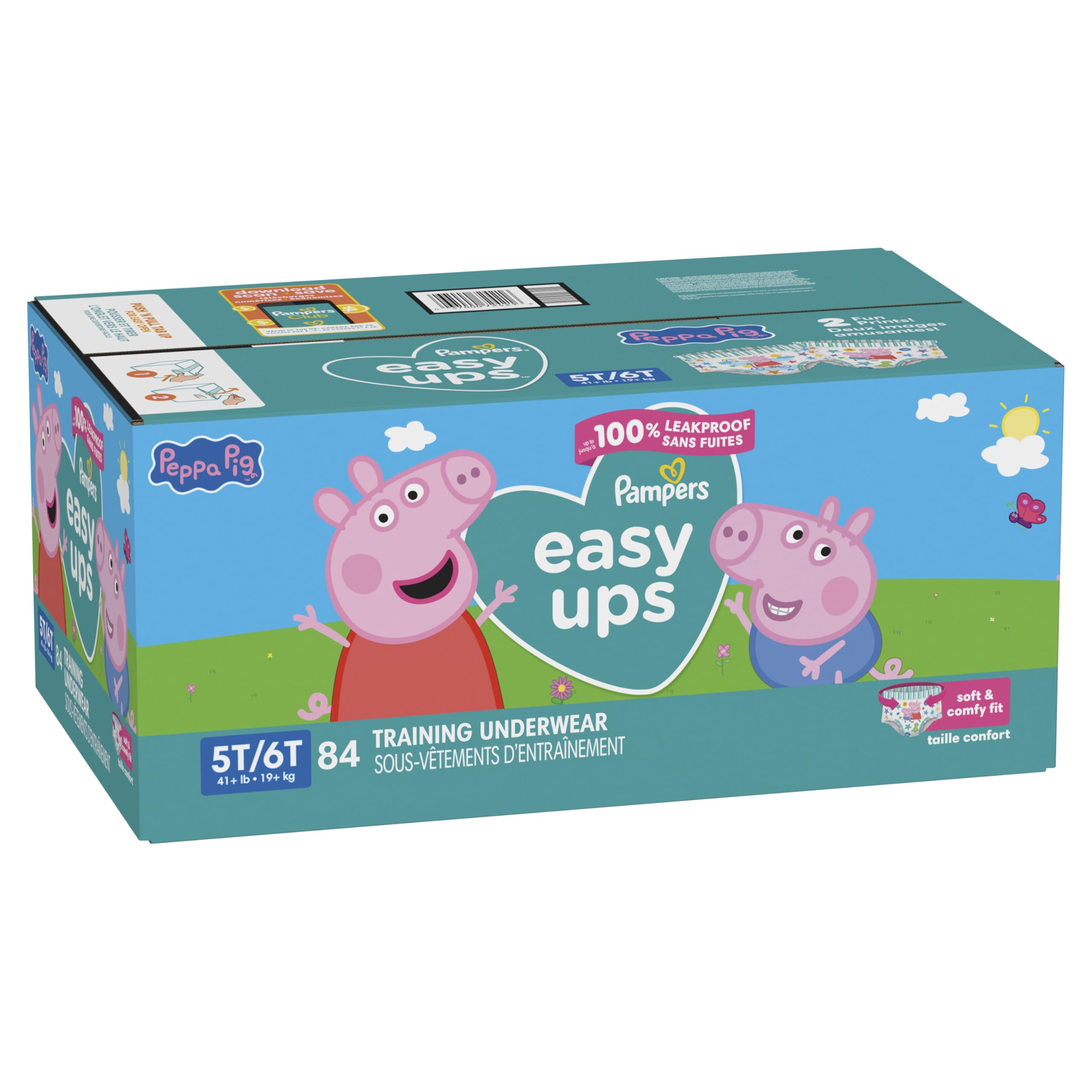Pampers Training Pants - Easy Ups Girls & Boys - Size 5T-6T, 84 Count, Peppa Pig Potty Underwear (Packaging May Vary)