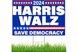 QZQAB Harris Walz 2024 Yard Sign Kamala Harris For President Yard Sign Save Democracy Lawn Sign 18x12 inches Double Sided with Metal Stake