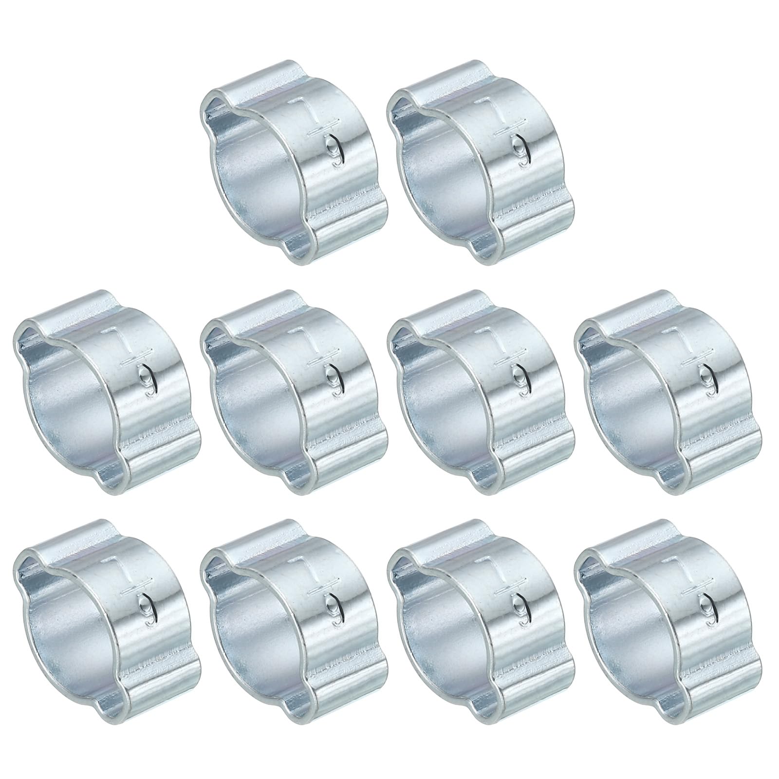 PATIKIL 30 Pack 7-9mm Double Ear Hose Clamp, Galvanized Steel Crimp Rings for Tubing Pipe Fitting Connections, Silver Tone