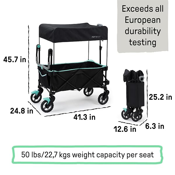 INGENUITY INGENUITY POP ‘N RIDE LIGHTWEIGHT STROLLER WAGON – FACE-TO-FACE SEATS FOR 2 WITH 3-POINT HARNESSES & SUN CANOPY