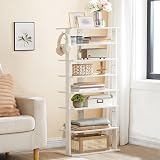 HOOBRO Narrow Shoe Rack Wooden 8-Tier with 2 Hooks White view 8