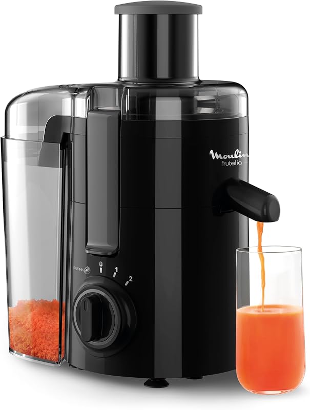 Frutelia JU370810 - Licuadora 350 W, gran diámetro de apertura, diseño compacto, 2 velocidades, filtro de acero inoxidable, depósito de 950 ml, piezas extraíbles aptas para lavavajillas
